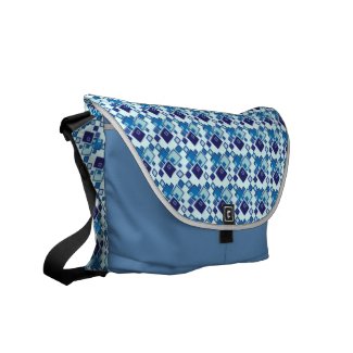 Blue Geometric Squares Pattern rickshawmessengerbag