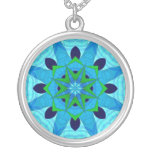 Blue Geometry Flower Necklace