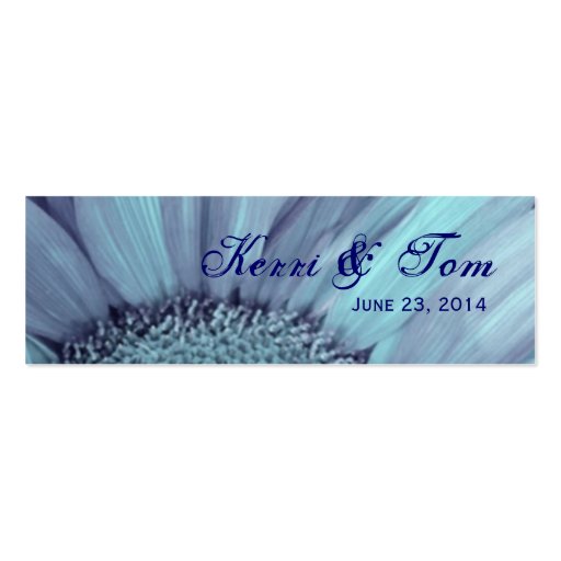 BLUE Gerba Daisy Wedding Favor Tag Card Template Business Card (back side)