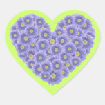Blue Gerber Daisy Heart Stickers