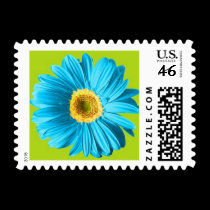 Blue Gerbera Daisy Postage Stamps