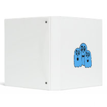 Blue ghosts on white vinyl binder