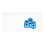 Blue ghosts on white personalized photo card