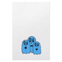 Blue ghosts on white stationery design