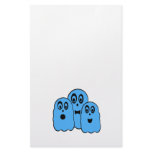 Blue ghosts on white stationery design