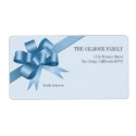 Blue gift bow ribbon holiday shipping address label