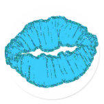 blue giltter lips sticker