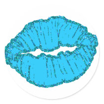 blue giltter lips sticker