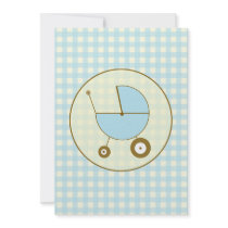 Blue Gingham Baby Shower Invitation