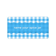 Blue Gingham Checkered Design Kitchen Label