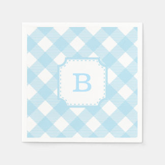Baby blue gingham paper napkins Baby blue gingham paper napkins