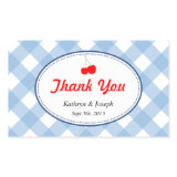 Blue gingham country picnic red cherry wedding sticker