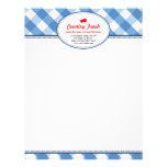 Blue gingham country rustic red cherry personal letterhead design