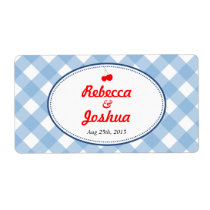Blue gingham country rustic wedding favor tag labels