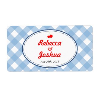 Blue gingham country rustic wedding favor tag labels
