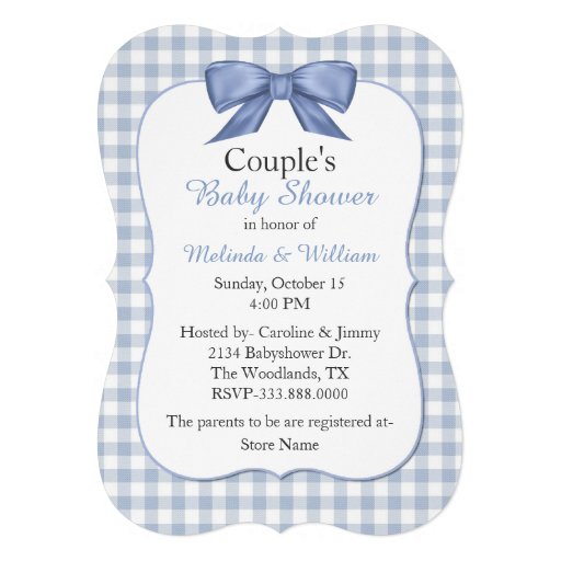 Blue Gingham Couple's Baby Shower Invitation