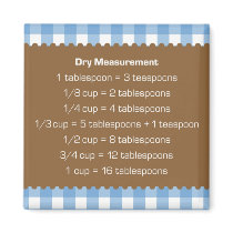 Blue gingham dry measure chart kitchen helper magnets