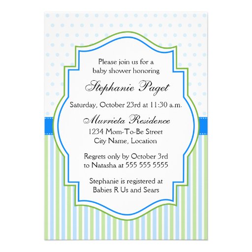 Blue Gingham Elephant Baby Shower Invitation