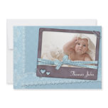 Blue Gingham Lace Custom Invitation
