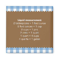 Blue gingham liquid measure chart kitchen helper magnets