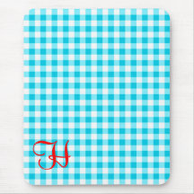 Blue Gingham Mouse Pad