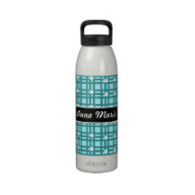 Blue Gingham Personalized Water Bottle