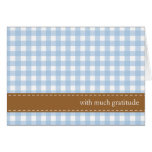 Blue gingham ribbon custom photo thank you card