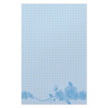 Blue Gingham Rose Stationery by mariannegilliand Blue Gingham Rose Stationery