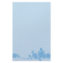 Blue Gingham Rose Stationery by mariannegilliand Blue Gingham Rose Stationery
