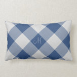 Blue gingham style pattern pillow