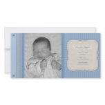 Blue Gingham Vintage Birth Announcement Customized Photo Card
