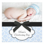 Blue Giraffe Baby Boy Photo Christening Announcements