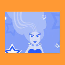 Blue Girl Stars Postcard postcards