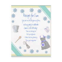Blue Girls Cooking Party Invitation Postcard by jbranam Blue Girls Cooking Party Invitation Postcard
