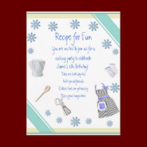 Blue Girls Cooking Party Invitation Postcard