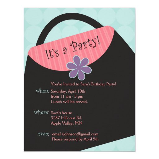 Blue Glamour Girl Party Invite