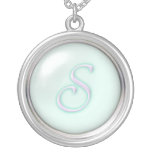 Blue Glass Monogram Necklace - letter S