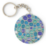 Blue Glass Pebble Mosaic Key Chain