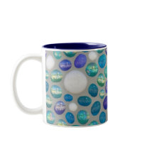 Blue Glass Pebble Mosaic Mugs