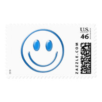 Blue Glass Smiley Face postage by Groovynet Blue Glass Smiley Face postage