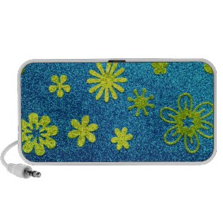 Blue Glitter & Green Flower Glam doodle