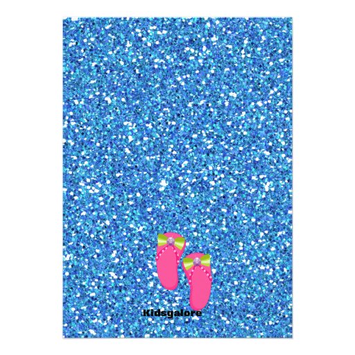 Blue Glitter Manicure Spa Birthday Party Personalized Invites