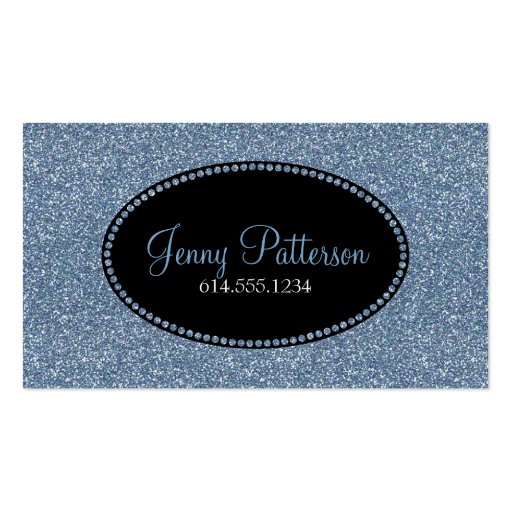 Blue Glitter Pretty Elegant Girly Business Cards (front side)