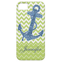 Blue Glitter Print Anchor Nautical Lime Green Case casemate cases