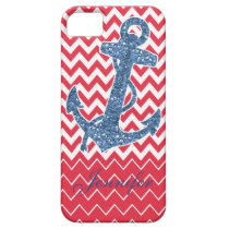Blue Glitter Print Anchor Nautical Red iPhone Case casemate cases