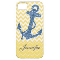 Blue Glitter Print Anchor Nautical Yellow Case casemate cases