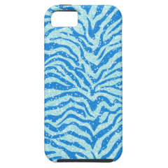 Blue Glitter Print Zebra Stripe Bling Pattern iPhone 5 Covers
