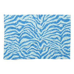 Blue Glitter Print Zebra Stripe Bling Pattern Kitchen Towel