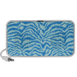 Blue Glitter Print Zebra Stripe Bling Pattern Speakers