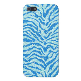 Blue Glitter Print Zebra Stripe Pattern Cover For iPhone 5